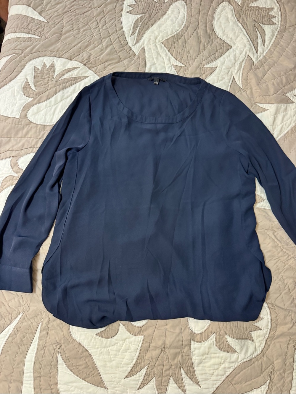 Banana Republic Navy Scoop-Neck Long Sleeve Blouse